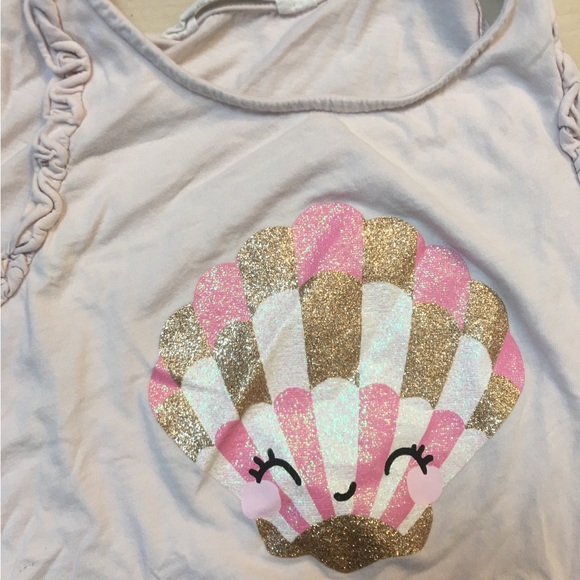 🐚Girls H&M seashell glitters Gold Pink sleeveless tee t-shirt tank top - Picture 3 of 6